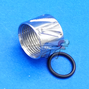 5KU Diagonals Knurled Thread Protector (14mm-) (Silver) - Click Image to Close